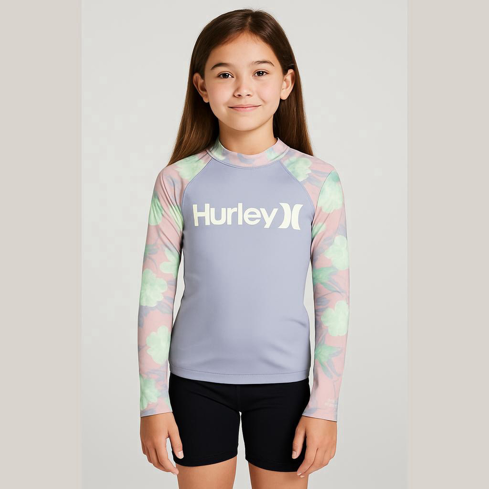 Hurley UPF 50+ Rash Guard - Girl's M - Floral Long Sleeve